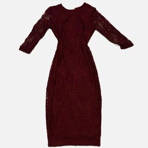 Jessica Simpson Red Bodycon Dress with Bishop Sleeves